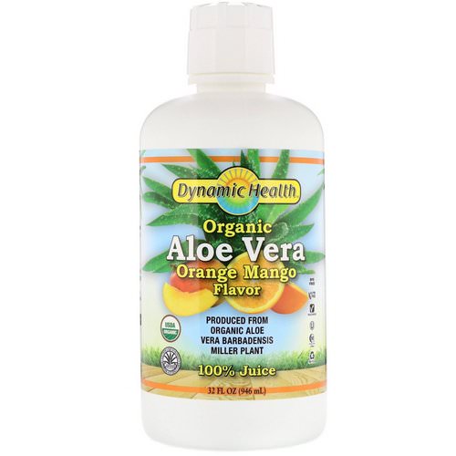 Dynamic Health Laboratories, Organic Aloe Vera 100% Juice, Orange Mango Flavor, 32 fl oz (946 ml) Review