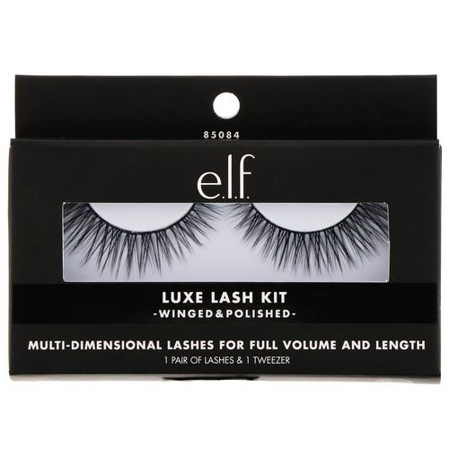 E.L.F, Luxe Lash Kit, Winged & Polished, 1 Pair of Lashes & 1 Tweezer Review