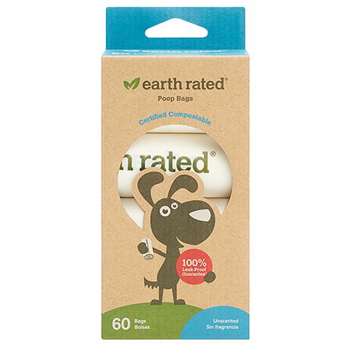 Earth Rated, Compostable Dog Bags, Unscented, 60 Bags, 4 Refill Rolls Review