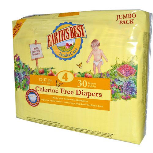 Earth's Best, TenderCare, Chlorine Free Diapers, Size 4, 22-37 lbs, 30 Diapers Review