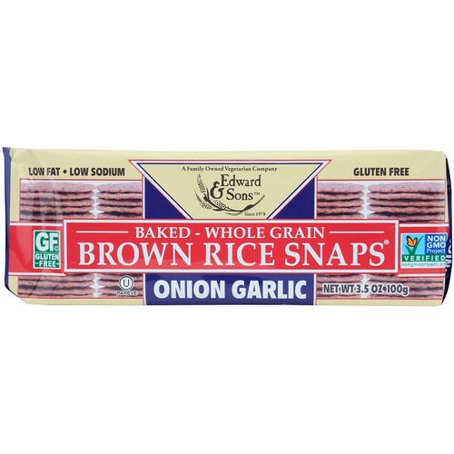 Edward & Sons, Baked Whole Grain Brown Rice Snaps, Onion Garlic, 3.5 oz (100 g) Review