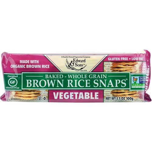 Edward & Sons, Baked Whole Grain Brown Rice Snaps, Vegetable, 3.5 oz (100 g) Review