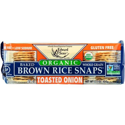 Edward & Sons, Organic, Baked Whole Grain Brown Rice Snaps, Toasted Onion, 3.5 oz (100 g) Review