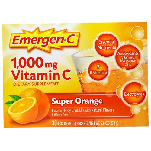 Emergen-C, 1,000 mg Vitamin C, Super Orange, 30 Packets, 0.32 oz (9.1 g) Each Review