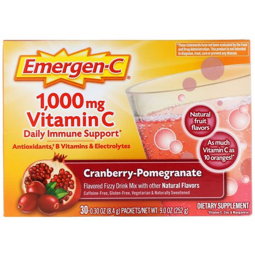 Emergen-C, Vitamin C, Cranberry-Pomegranate, 1,000 mg, 30 Packets, 0.30 oz (8.4 g) Each Review
