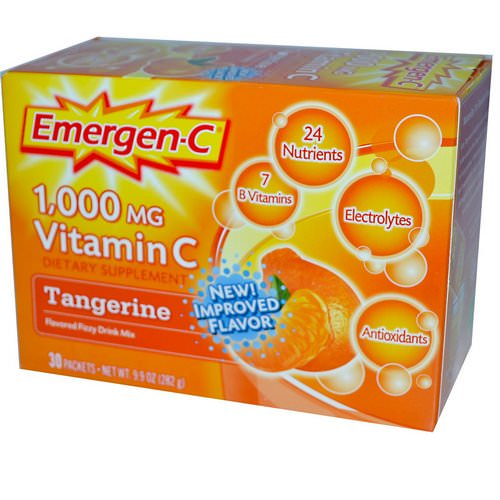Emergen-C, Vitamin C, Flavored Fizzy Drink Mix, Tangerine, 1,000 mg, 30 Packets, 9.4 g Each Review