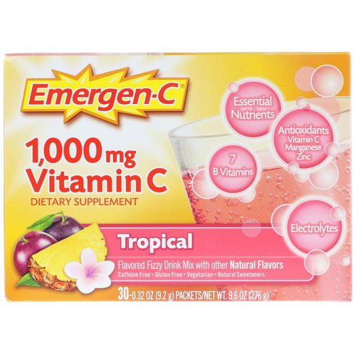 Emergen-C, Vitamin C, Tropical, 1,000 mg, 30 Packets, 0.32 oz (9.2 g) Each Review