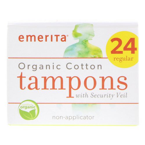 Emerita, Organic Cotton Tampons with Security Veil, Non-Applicator, Regular, 24 Tampons Review