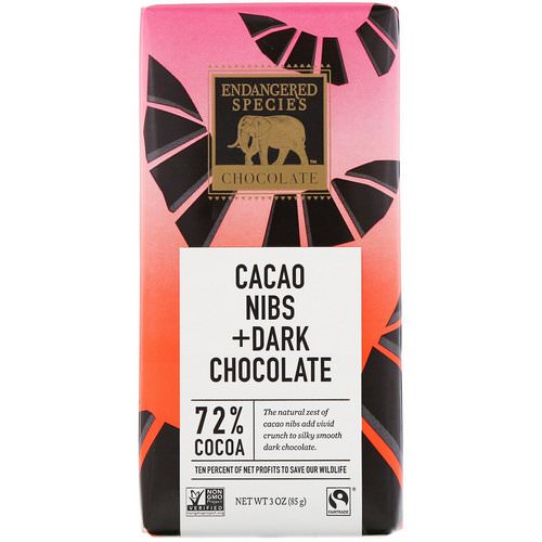 Endangered Species Chocolate, Cacao Nibs + Dark Chocolate, 3 oz (85 g) Review