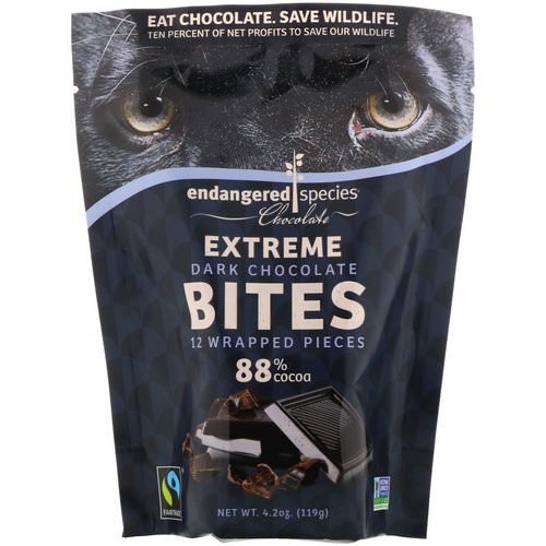 Endangered Species Chocolate, Extreme Dark Chocolate Bites, 12 Wrapped Pieces, 4.2 oz (119 g) Review
