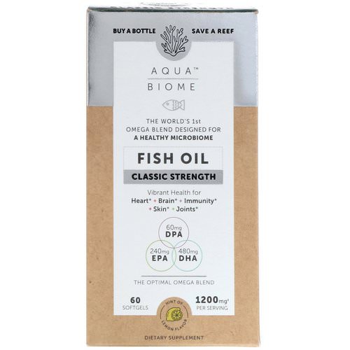 Enzymedica, Aqua Biome, Fish Oil, Classic Strength, Lemon Flavor, 60 Softgels Review