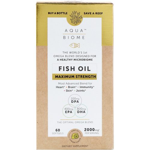 Enzymedica, Aqua Biome, Fish Oil, Maximum Strength, Lemon Flavor, 60 Softgels Review