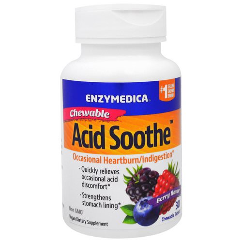 Enzymedica, Chewable Acid Soothe, Berry Flavor, 30 Chewable Tablets Review
