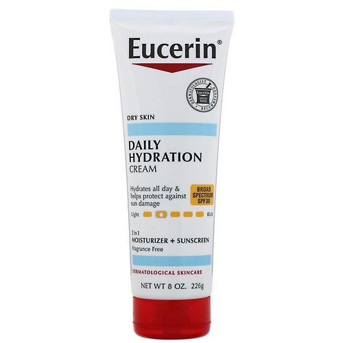 Eucerin, Daily Hydration Cream, 2 in 1 Moisturizer + Sunscreen, SPF 30, Fragrance Free, 8 oz (226 g) Review