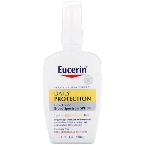 Eucerin, Daily Protection Moisturizing Face Lotion, Sunscreen SPF 30, Fragrance Free, 4 fl oz (118 ml) Review