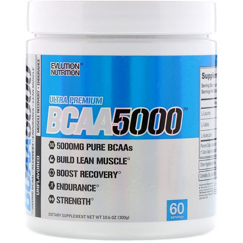 EVLution Nutrition, BCAA 5000, Unflavored, 10.6 oz (300 g) Review