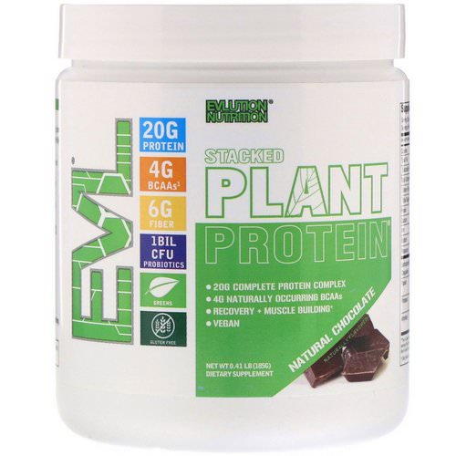 EVLution Nutrition, Stacked Plant Protein, Natural Chocolate, 0.41 lbs (185 g) Review