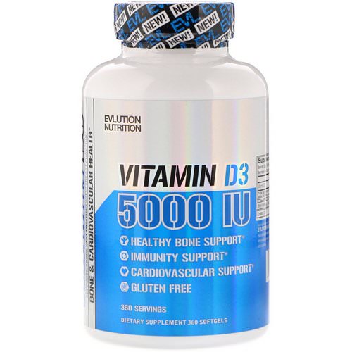EVLution Nutrition, Vitamin D3, 5000 IU, 360 Softgels Review