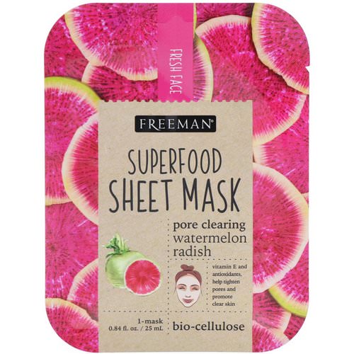 Freeman Beauty, Superfood Sheet Mask, Pore Clearing Watermelon Radish, 1 Mask Review