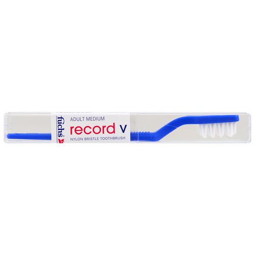 Fuchs Brushes, Record V, Nylon Bristle Toothbrush, Adult Medium, Blue, 1 Toothbrush Review