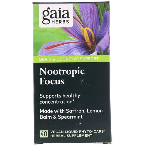 Gaia Herbs, Nootropic Focus, 40 Vegan Liquid Phyto-Caps Review