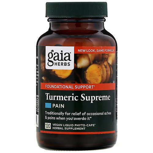 Gaia Herbs, Turmeric Supreme, Pain, 120 Vegan Liquid Phyto-Caps Review