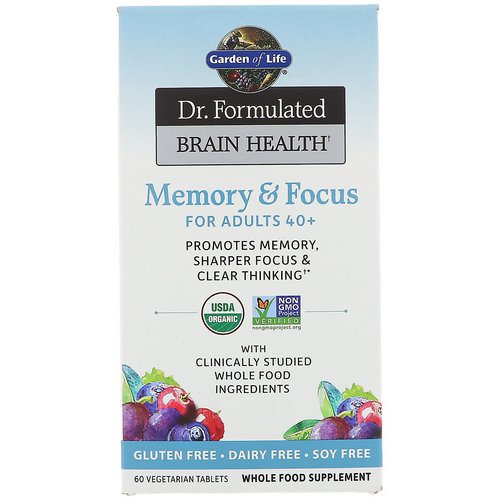 Garden of Life, Dr. Formulated Brain Health, Memory & Focus for Adults 40+, 60 Vegetarian Tablets Review