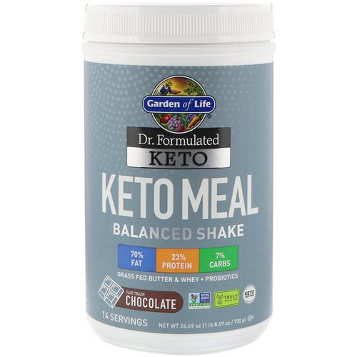 Garden of Life, Dr. Formulated Keto Meal Balanced Shake, Chocolate, 1.54 lbs (700 g) Review