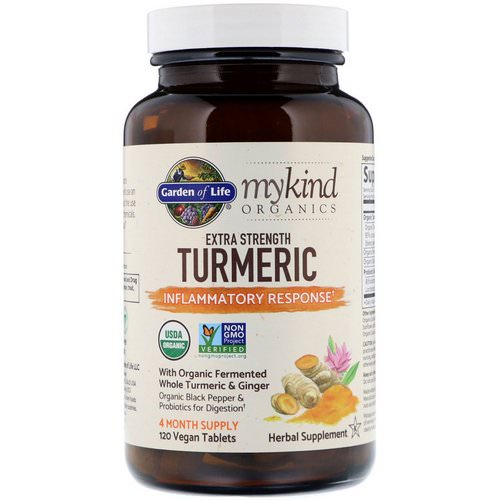 Garden of Life, MyKind Organics, Extra Strength Turmeric, Inflammatory Response, 120 Vegan Tablets Review