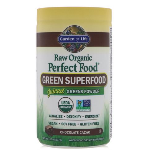 Garden of Life, Raw Organic Perfect Food, Green Super Food, Chocolate Cacao, 10 oz (285 g) Review