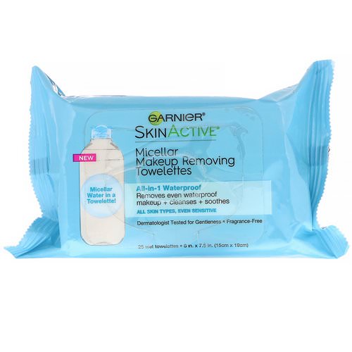 Garnier, SkinActive, Micellar Makeup Removing Towelettes, All-in-1 Waterproof, 25 Wet Towelettes Review