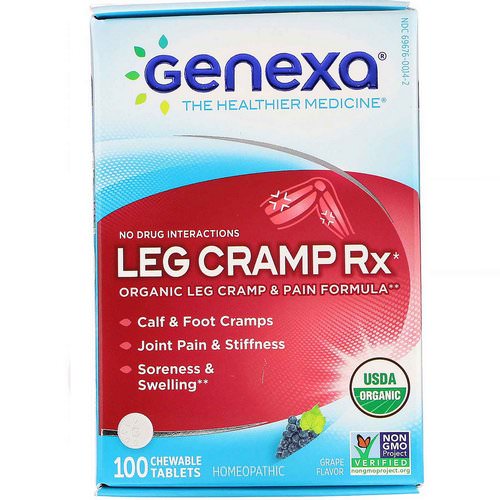 Genexa, Leg Cramp Rx, Organic Leg Cramp & Pain Formula, Grape Flavor, 100 Chewable Tablets Review