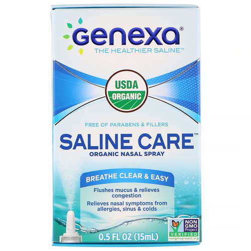 Genexa, Saline Care, Organic Nasal Spray, 0.5 fl oz (15 ml) Review