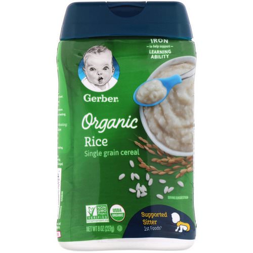 Gerber, 1st Foods, Organic Rice, Single Grain Cereal, Supported Sitter, 8 oz (227 g) Review
