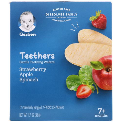 Gerber, Teethers, Gentle Teething Wafers, 7+ Months, Strawberry Apple Spinach, 24 Wafers, 1.7 oz (48 g) Review