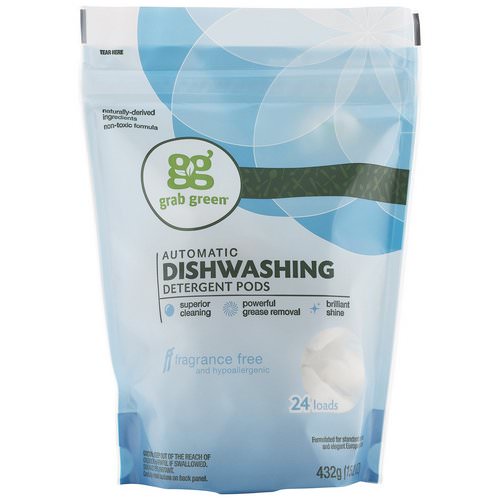 Grab Green, Automatic Dishwashing Detergent Pods, Fragrance Free, 24 Loads, 15.2 oz (432 g) Review