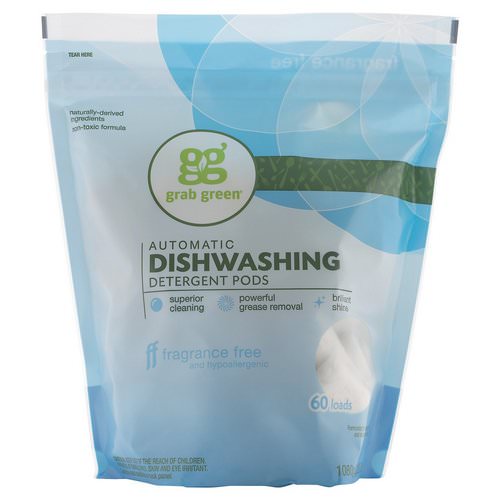 Grab Green, Automatic Dishwashing Detergent Pods, Fragrance Free, 60 Loads,2lbs, 6oz (1,080 g) Review