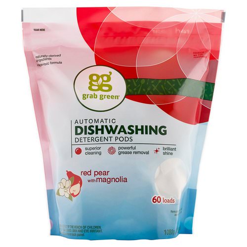 Grab Green, Automatic Dishwashing Detergent Pods, Red Pear with Magnolia, 60 Loads, 2 lbs 4 oz (1,080 g) Review