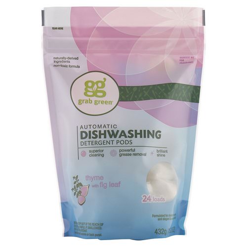 Grab Green, Automatic Dishwashing Detergent Pods, Thyme with Fig Leaf, 24 Loads, 15.2 oz (432 g) Review