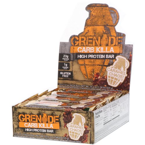 Grenade, Carb Killa High Protein Bar, Caramel Chaos, 12 Bars, 2.12 oz (60 g) Each Review