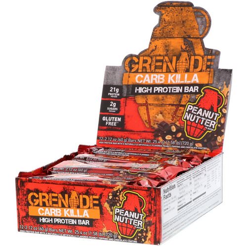 Grenade, Carb Killa Bars, Peanut Nutter, 12 Bars, 2.12 oz (60 g) Each Review