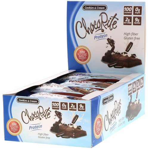HealthSmart Foods, ChocoRite Protein Bars, Cookies & Cream, 16 Bars - 1.2 oz (34 g) Each Review