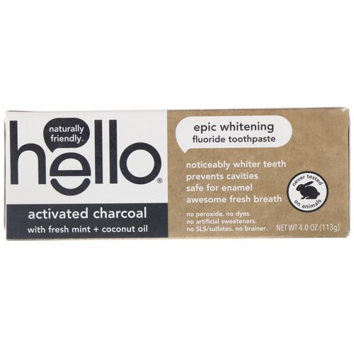 Hello, Activated Charcoal Epic Whitening Fluoride Toothpaste, 4.0 oz (113 g) Review