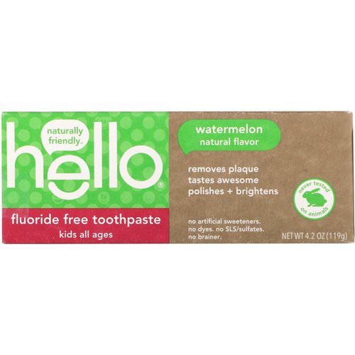 Hello, Kids, Fluoride Free Toothpaste, Watermelon, 4.2 oz (119 g) Review