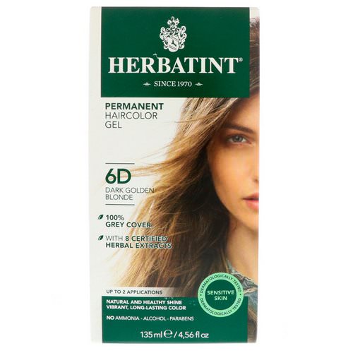 Herbatint, Permanent Haircolor Gel, 6D, Dark Golden Blonde, 4.56 fl oz (135 ml) Review