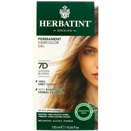 Herbatint, Permanent Haircolor Gel, 7D, Golden Blonde, 4.56 fl oz (135 ml) Review