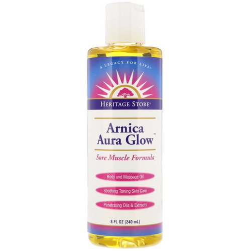 Heritage Store, Arnica Aura Glow, Body and Massage Oil, Sore Muscle Formula, 8 fl oz (240 ml) Review