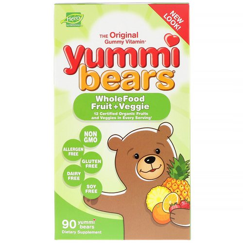Hero Nutritional Products, Yummi Bears, Wholefood Fruit + Veggie, 90 Yummi Bears Review