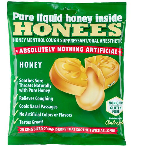 Honees, Honey Menthol Cough Suppressant, 20 Cough Drops Review