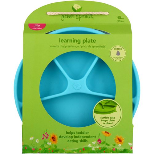 i play Inc, Green Sprouts, Learning Plate, Aqua, 12+ Months, 1 Plate, 10 oz (296 ml) Review